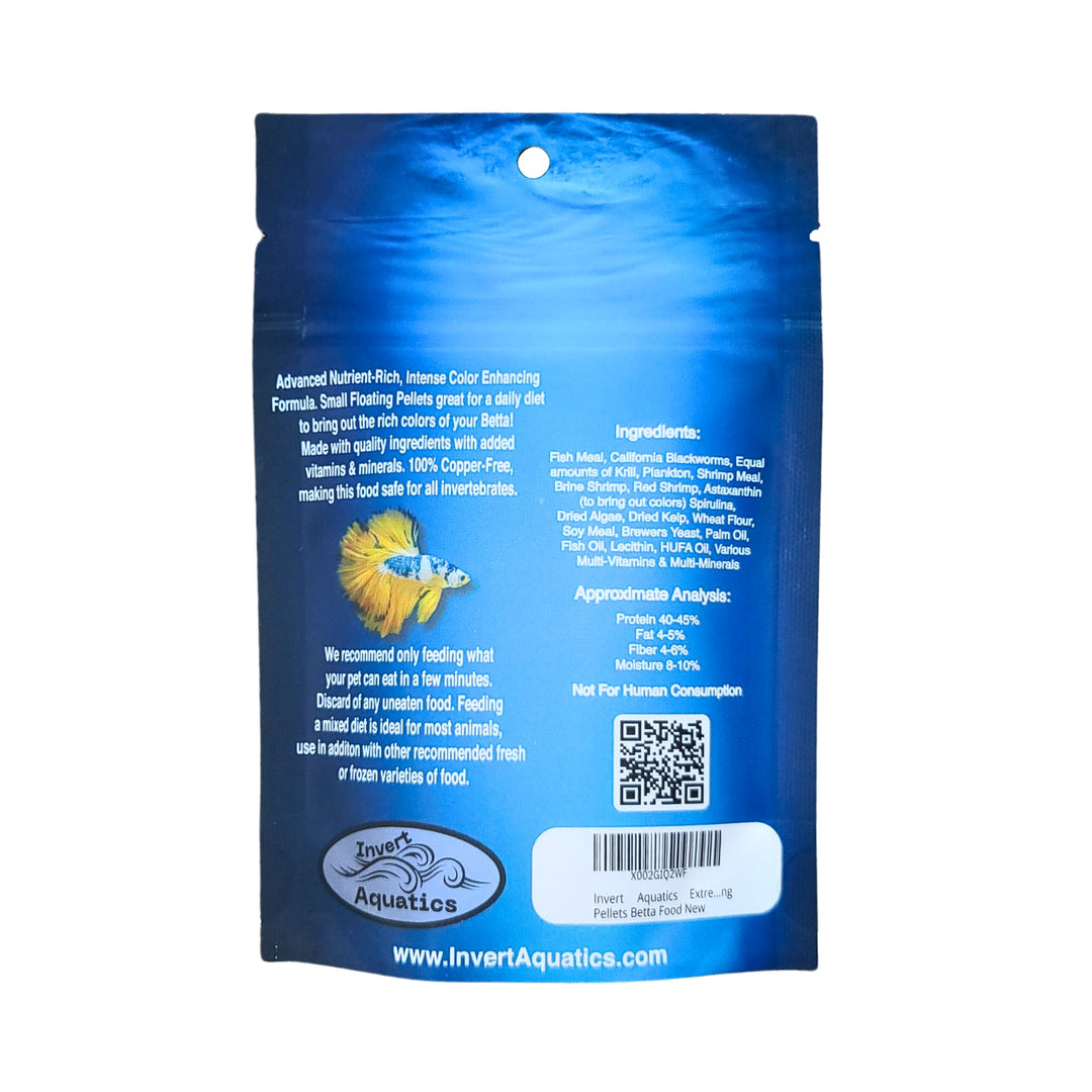 Invert Aquatics Extreme Color Betta Bits - Ultra-Color Enhancing Floating Pellets Betta Food