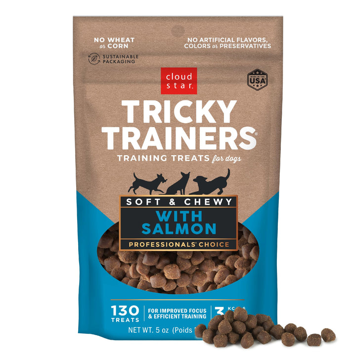 Cloud Star Tricky Trainers Chewy Dog Treats, Salmon, 5 oz Bag