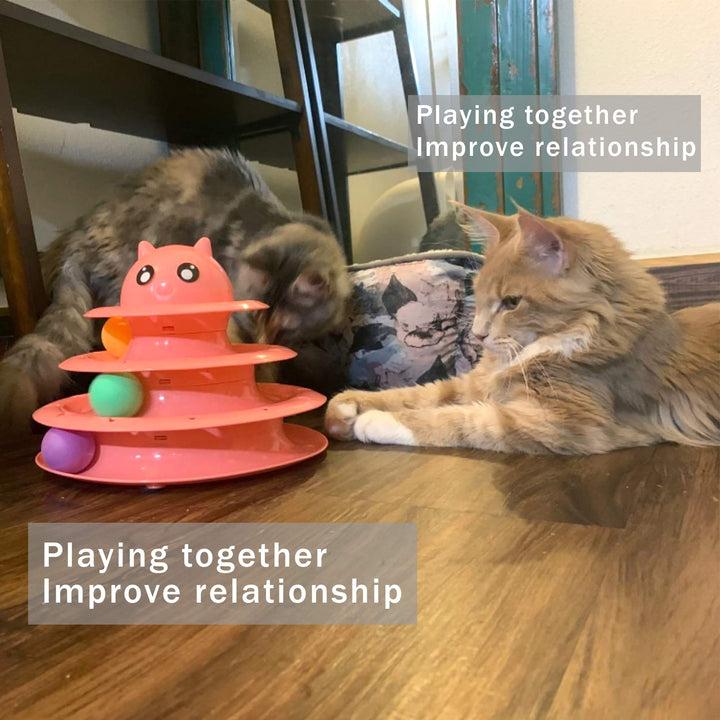 UPSKY Cat Toy Roller 3-Level Turntable Cat Toys with Six Colorful Balls