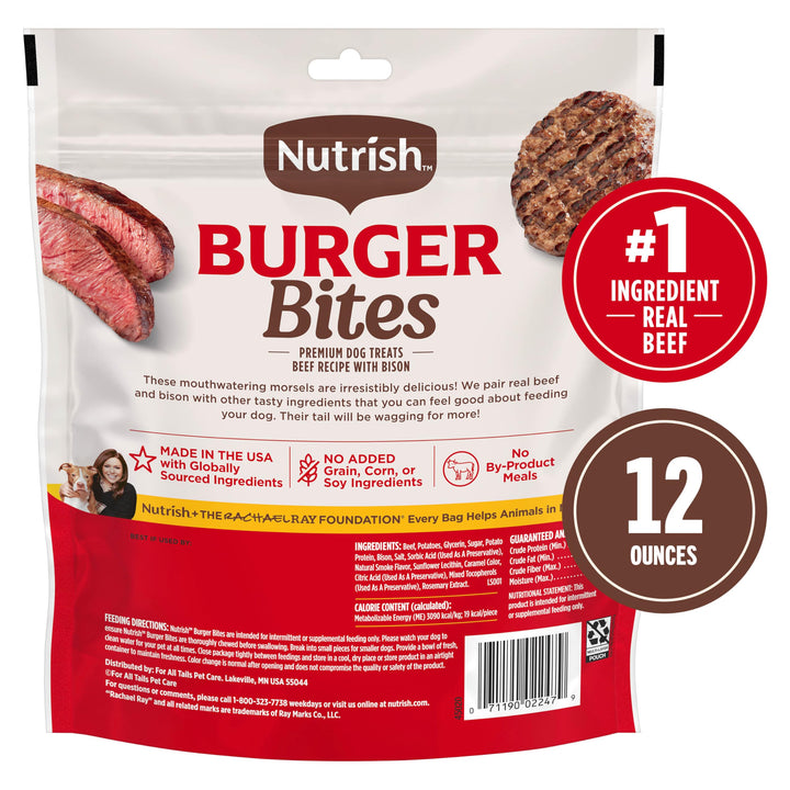 Nutrish Burger Bites Dog Treats, Beef Recipe, 12 oz. Pouch (Rachael Ray)