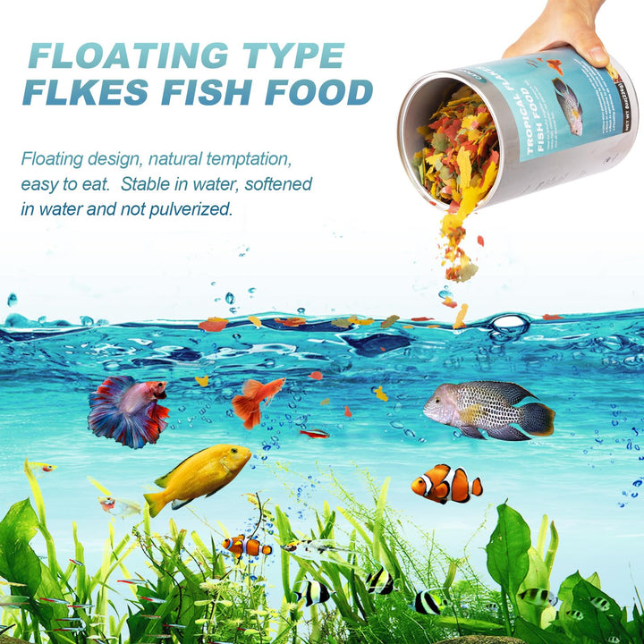 capuca Ultrathin Tropical Fish Flakes, High Protein Fish Food, 8 oz