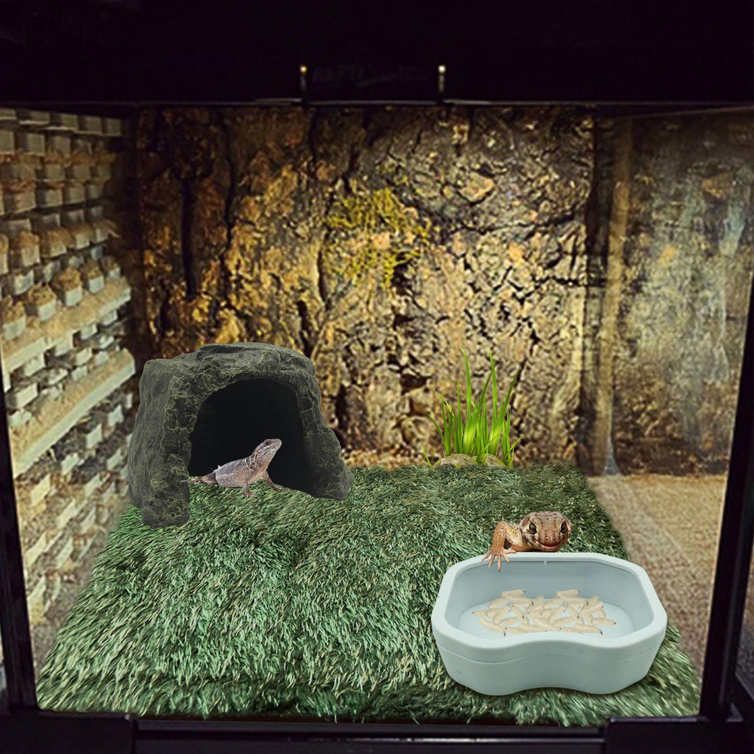 PINVNBY Large Reptile Hideout Cave,Resin Tortoise Hide Rock Turtle Hideaway House Lizard Box Shelter Habitat Decoration for Gecko Spiders Frogs Fish Turtles Hermit Crabs(3 Pcs)