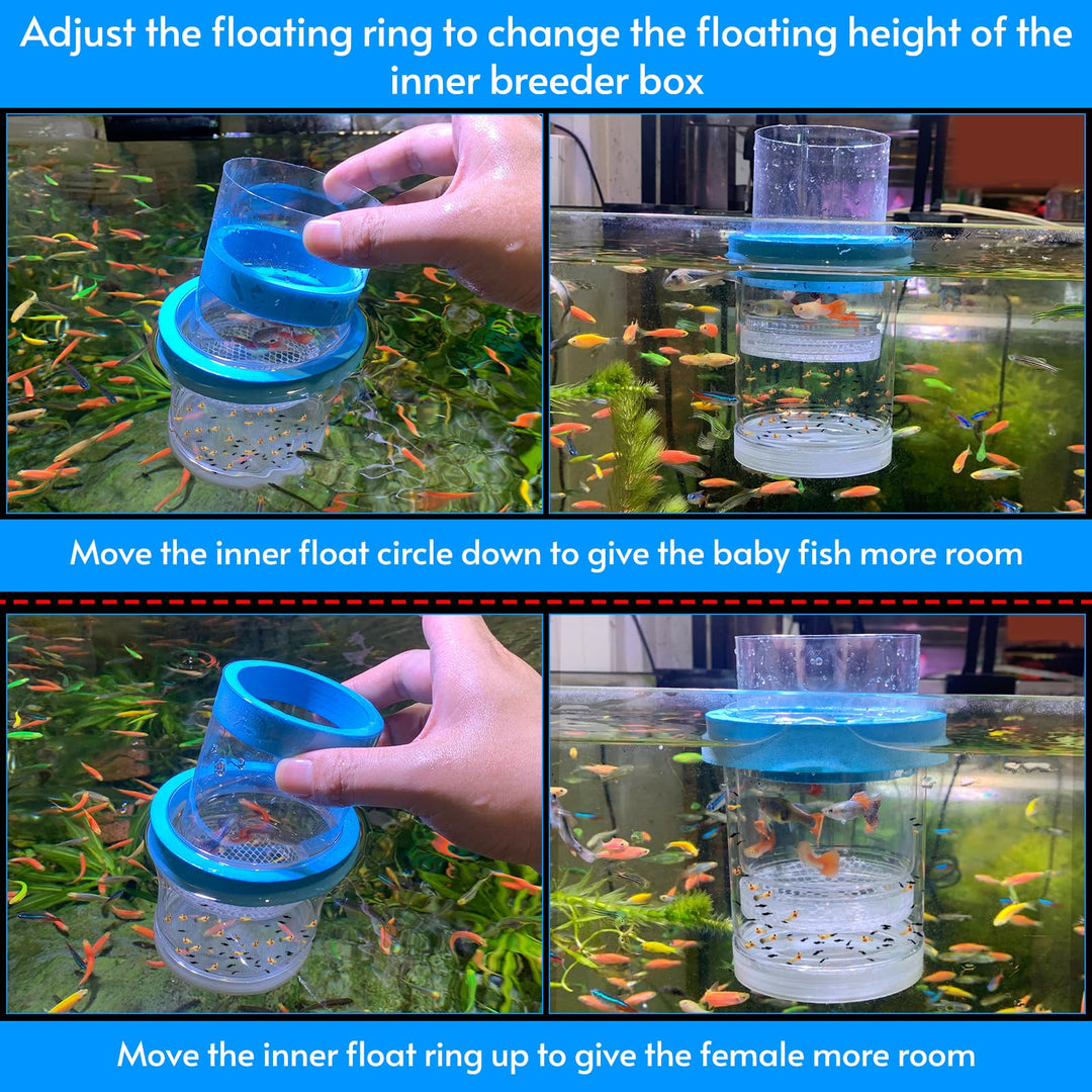 middlefloatingbreederbox Breeder Box for Fish Tank Isolation Aquarium Separator Hatchery Incubator for Guppy Baby Betta Saltwater Clownfish Coral Aggressive or Injured Fish (Middle Two-Piece Set)