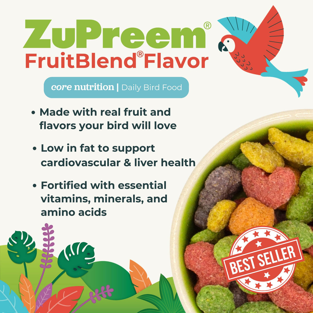 ZuPreem FruitBlend Parrot &amp; Conure Food, Uniform Bird Food, M/L, 3.5 lb