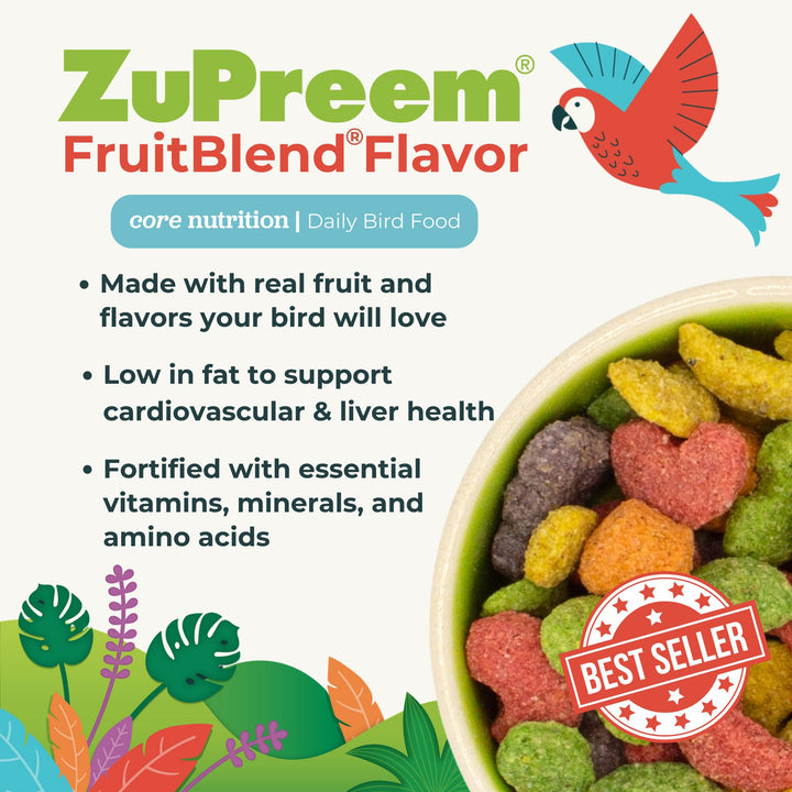 ZuPreem FruitBlend Parrot &amp; Conure Food, Uniform Bird Food, M/L, 3.5 lb