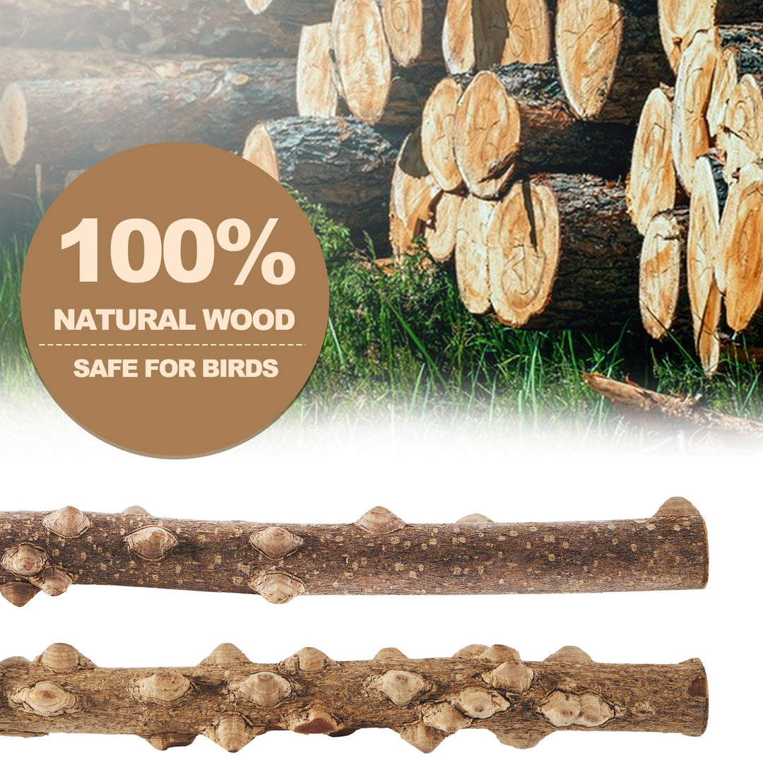 LIMIO 6-Piece Bird Perch Set - Natural Wood Grape Sticks, Paw Grinding Forks, Bird Stand &amp; Toys for Parakeets, Cockatiels, Conure, Budgies