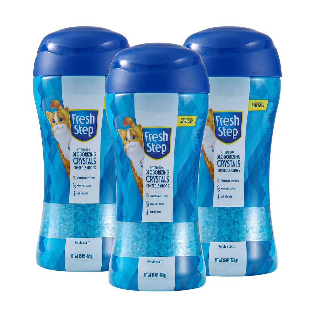 Fresh Step Cat Litter Deodorizer Crystals, Fresh Scent, 15 oz, 3 Pack