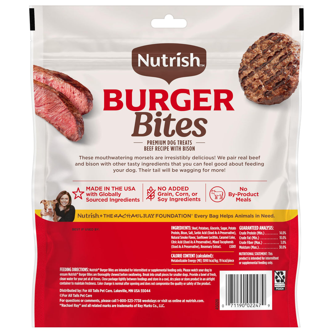 Nutrish Burger Bites Dog Treats, Beef Recipe, 12 oz. Pouch (Rachael Ray)