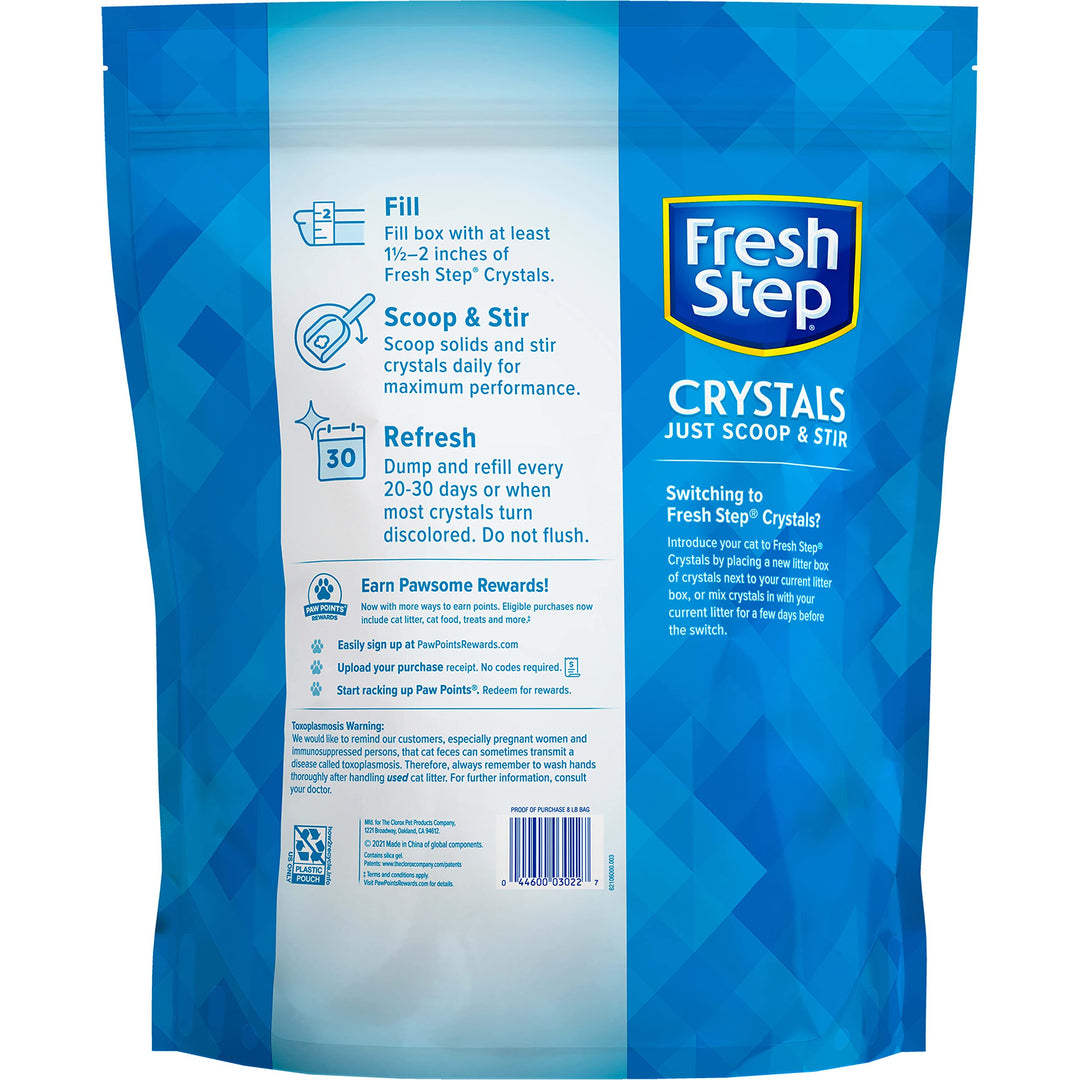 Fresh Step Crystal Cat Litter, Lightweight with Long-Lasting Odor Control, Low Dust, 8lbs.