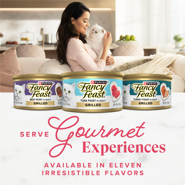 Purina Fancy Feast Grilled Wet Cat Food, Poultry &amp; Beef, 3 oz cans, 30-Pack