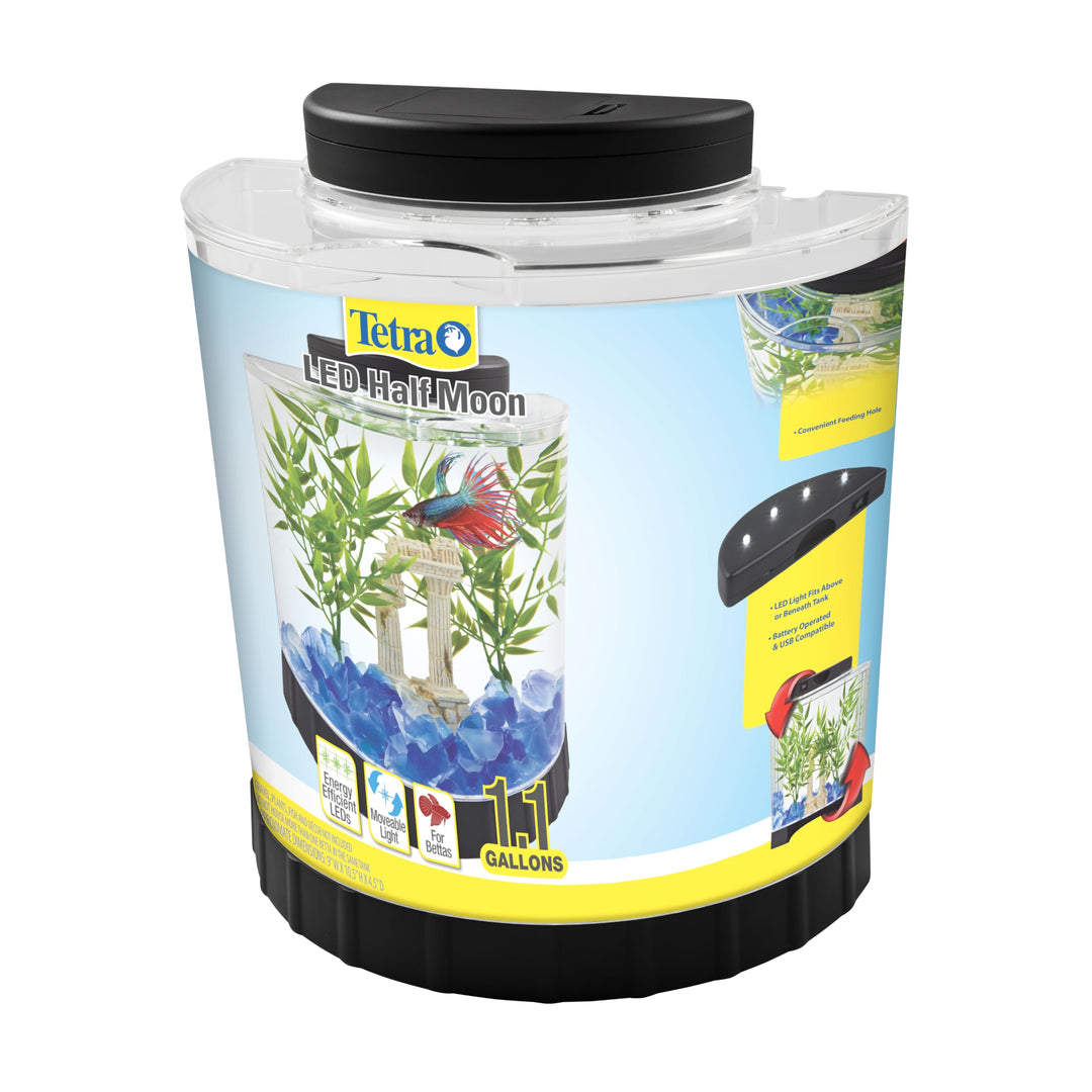 Tetra LED Half Moon 1.1 Gallon Fish Tank Kit for Betta Fish