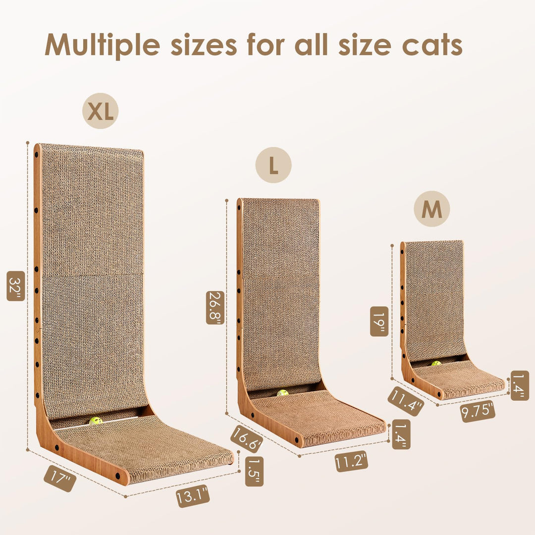 EHEYCIGA Cardboard Cat Scratcher for Indoor Cats, 32 Inch, Brown