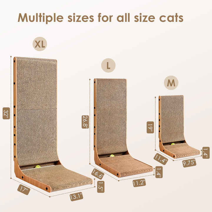 EHEYCIGA Cardboard Cat Scratcher for Indoor Cats, 32 Inch, Brown