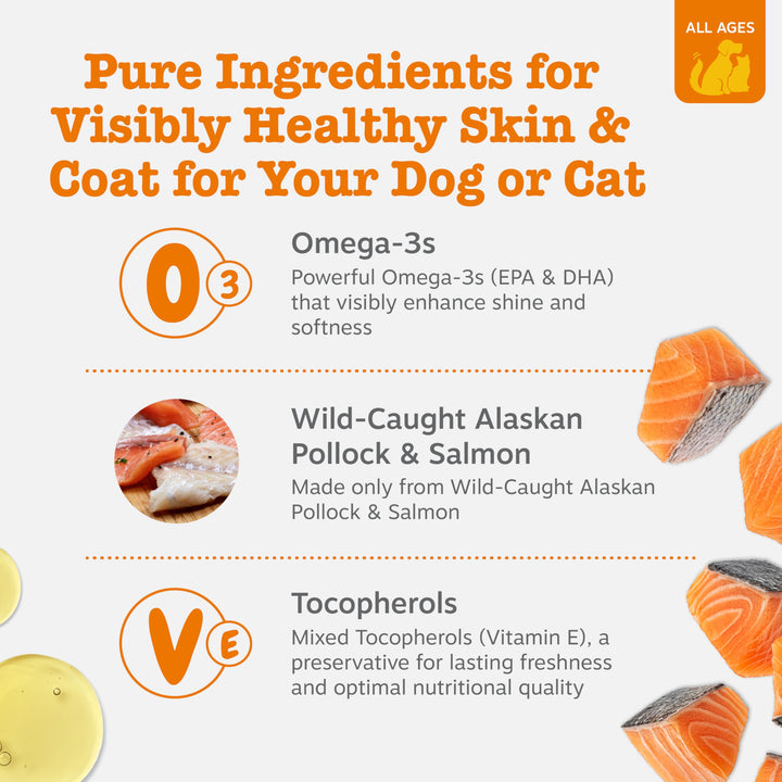 Zesty Paws Salmon Oil for Dogs &amp; Cats - Omega 3 for Dogs, 16 oz