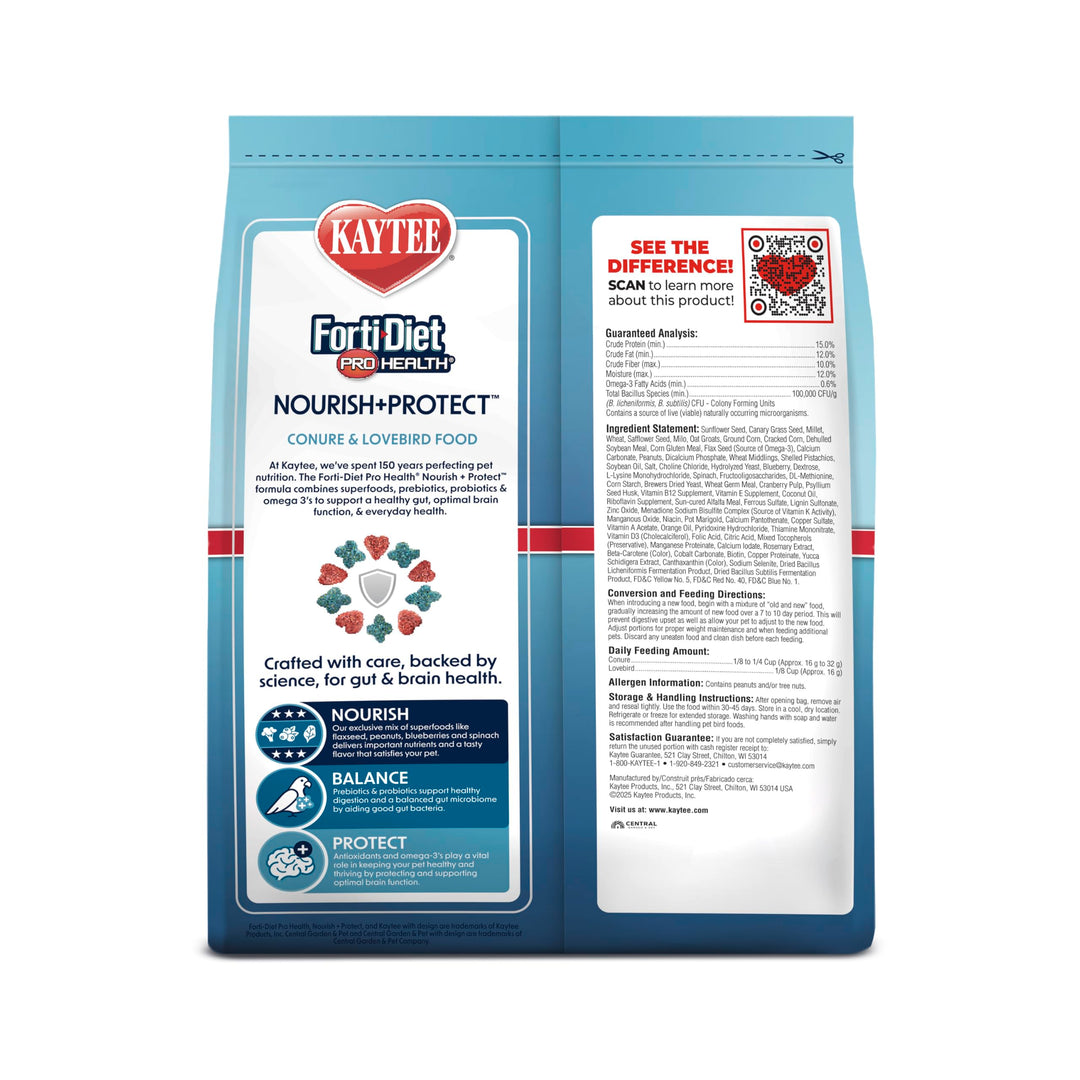 Kaytee Forti-Diet Pro Health Nourish+Protect Conure &amp; Lovebird Food, 4 lb