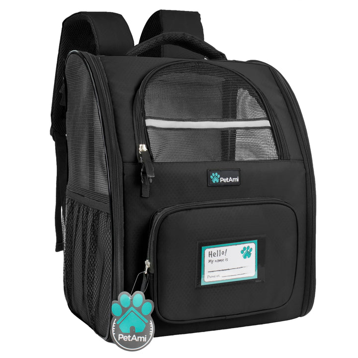 PetAmi Dog Backpack Carrier Airline Approved Cat Pet Puppy Bag, Black