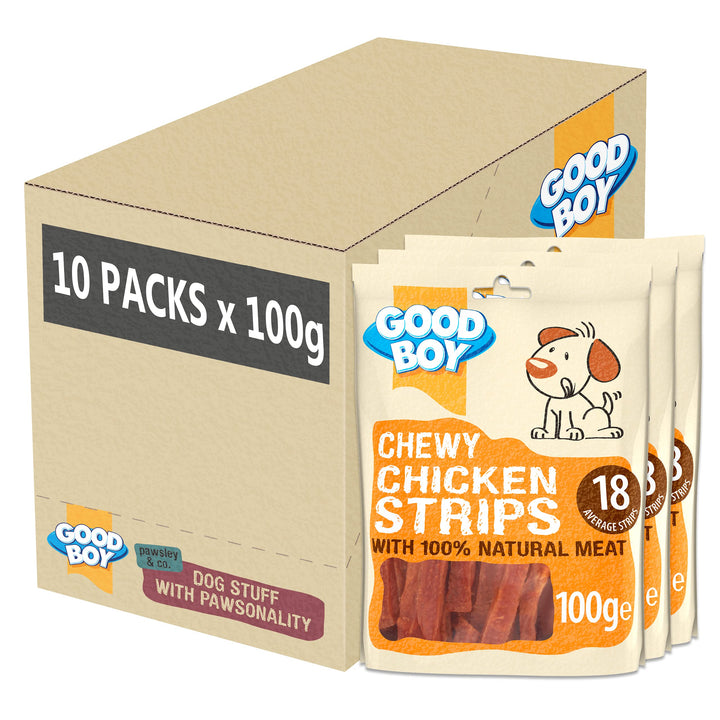 Good Boy Pawsley &amp; Co Chewy Chicken Strips Dog Treats (10 Packs) (10 x 3.5oz) (May Vary)