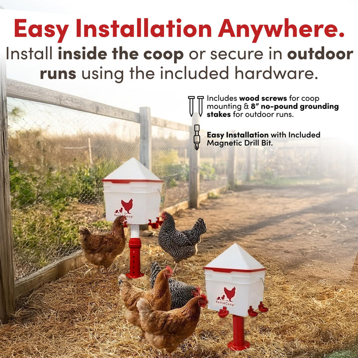 RentACoop 2 Gallon Chicken Waterer with Cups &amp; Nipples, Center Placement