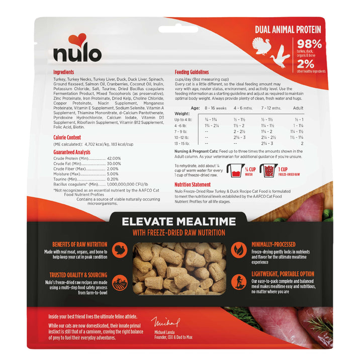 Nulo Freeze-Dried Cat Food, Topper or Treat, Turkey &amp; Duck Recipe, 5.5 oz
