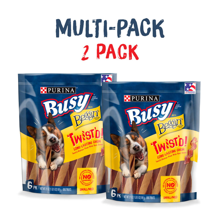 Purina Busy with Beggin Twisted Small/Medium Dog Treats, (2) 6 ct Pouches