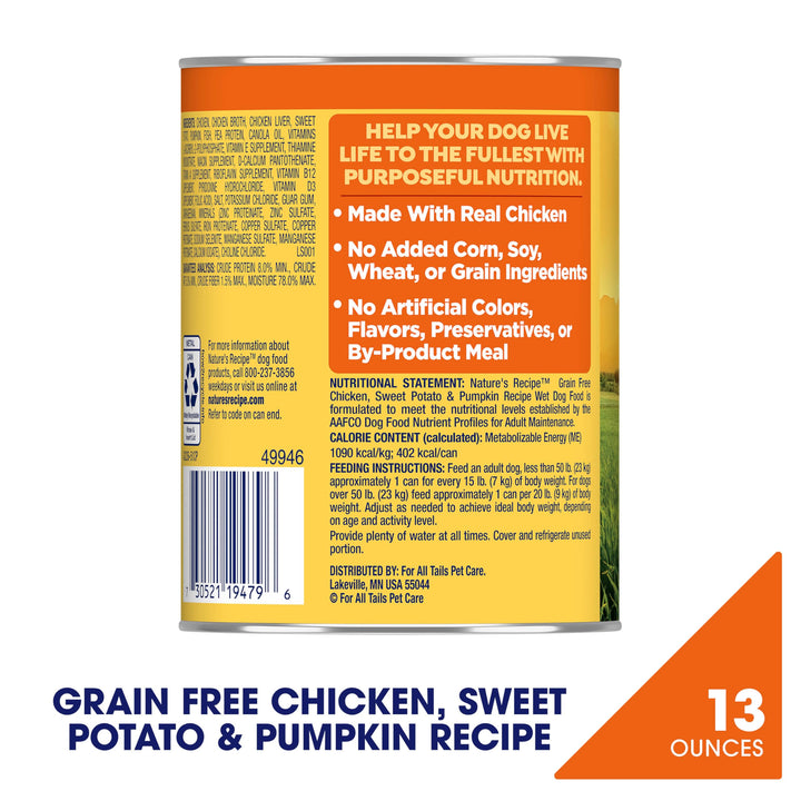 Nature’s Recipe Grain Free Wet Dog Food Chicken, 13 oz. Can (Pack of 12)