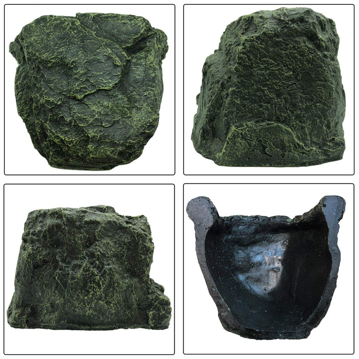 PINVNBY Large Reptile Hideout Cave,Resin Tortoise Hide Rock Turtle Hideaway House Lizard Box Shelter Habitat Decoration for Gecko Spiders Frogs Fish Turtles Hermit Crabs(3 Pcs)