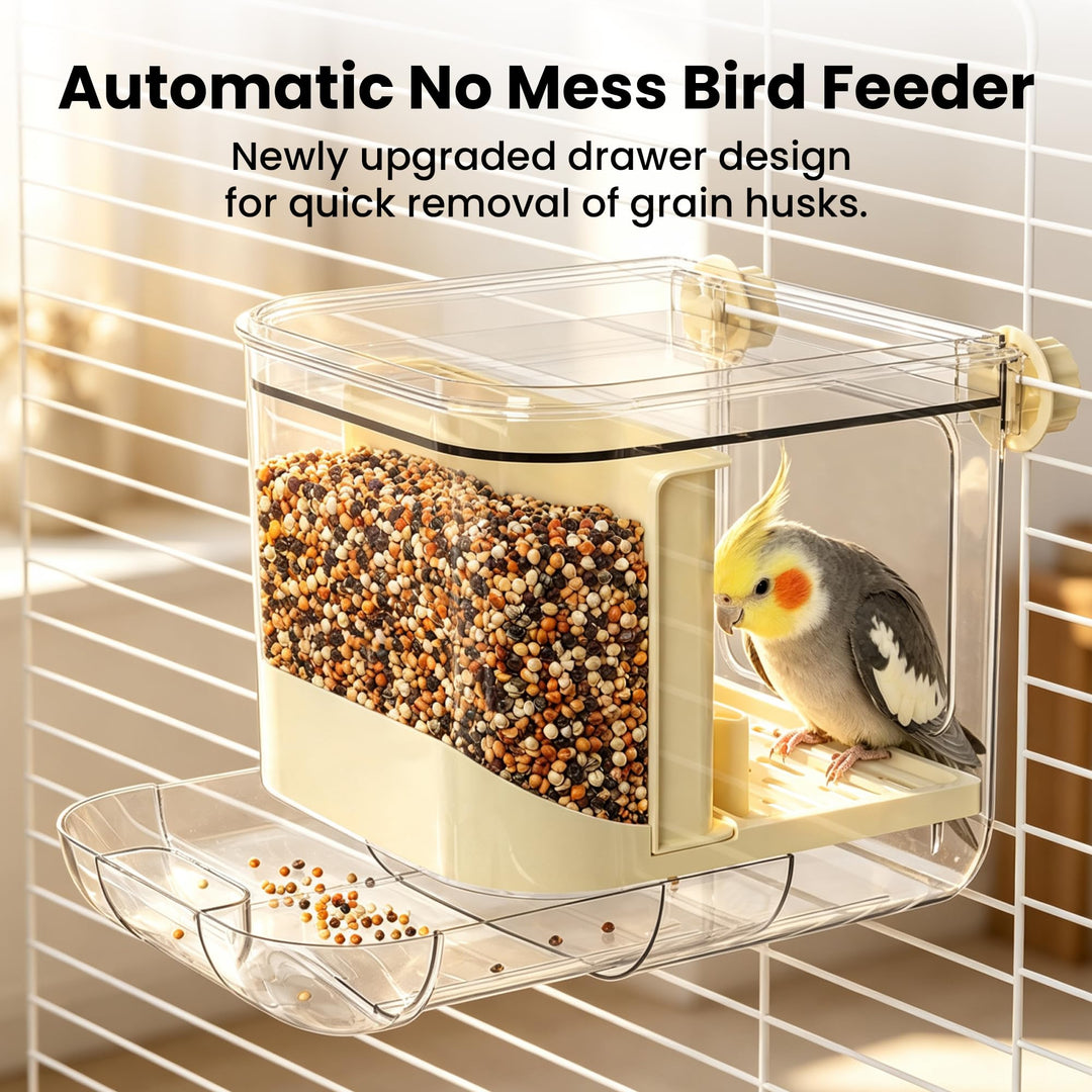 Automatic Bird Feeder for Cage,No Mess Bird Seed Food Container,Catcher