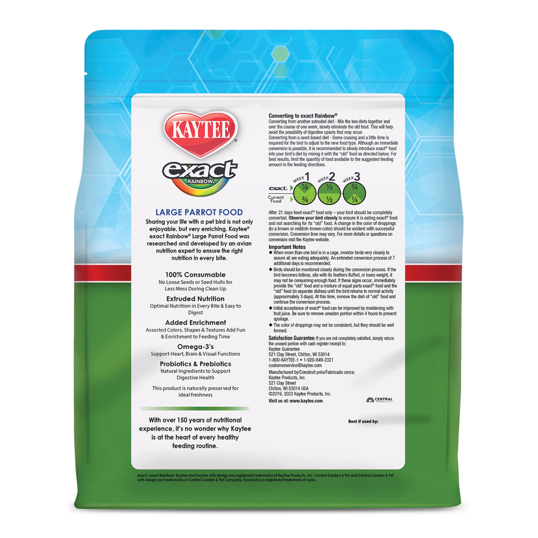 Kaytee Exact Rainbow Premium Parrot Food for Large Birds, 4 Pounds
