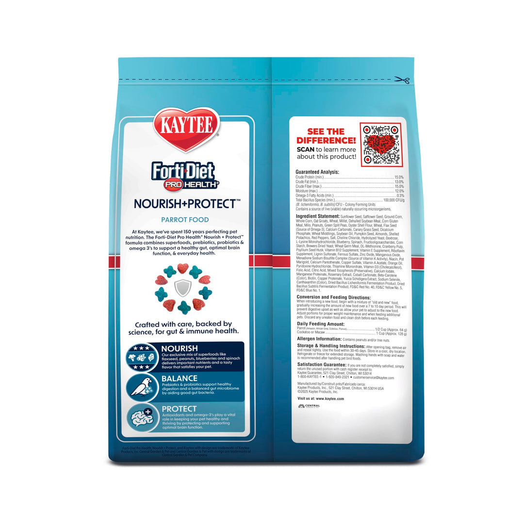 Kaytee Forti-Diet Pro Health Nourish+Protect Parrot Food, 5 Pounds