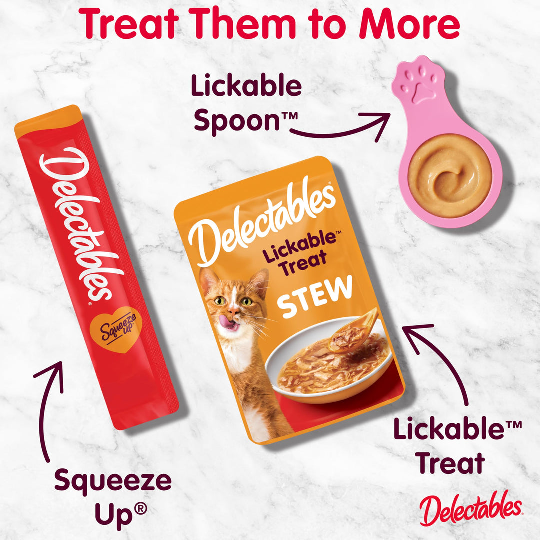 Delectables Squeeze Up Creamy Squeezable Puree, Lickable Wet Cat Treats, Grain Free, No Added Fillers, No By-Products, No Added Preservatives, 0.5 Ounces Tube Chicken Flavor, 32 Tubes Total