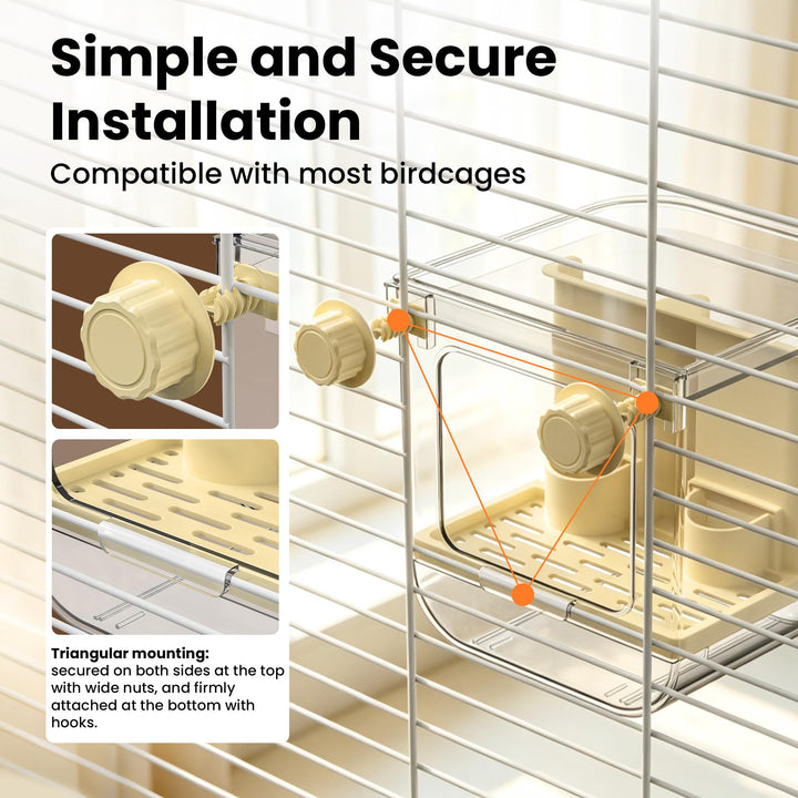 Automatic Bird Feeder for Cage,No Mess Bird Seed Food Container,Catcher