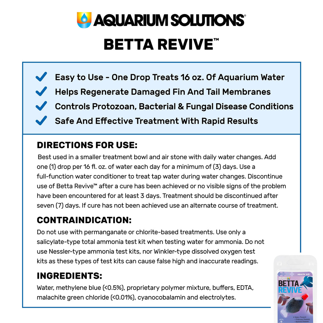 Hikari Aquarium Solutions® Betta Revive™ Formula, Treatment for Siamese Betta Fish, 0.08 fl. oz. (2.5mL)