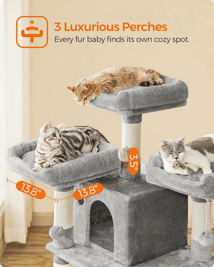 Feandrea 67.7-Inch Multi-Level Cat Tree for Large Cats, with Cozy Perches
