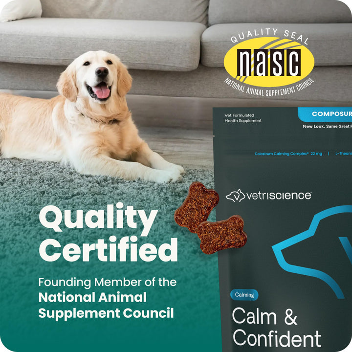 VetriScience Calm &amp; Confident Chews for Dogs, Chicken, 60 Count