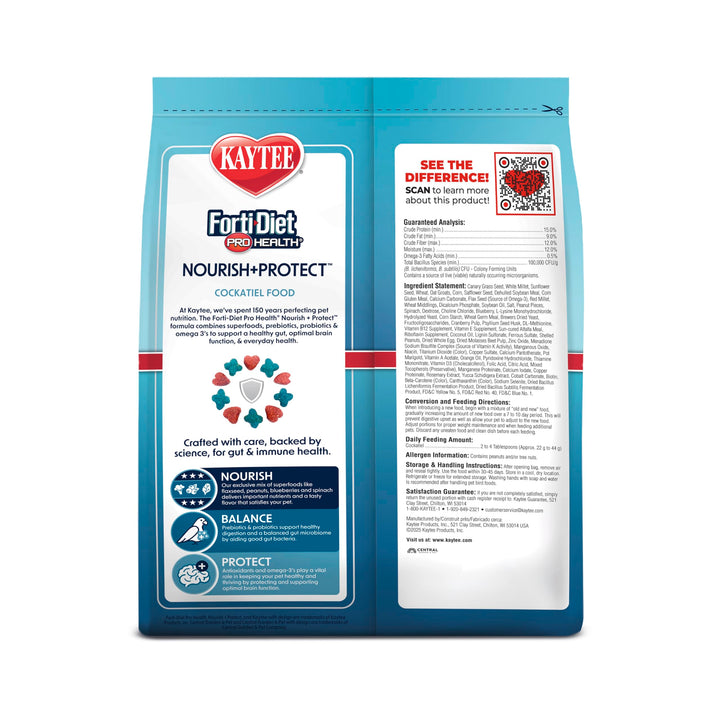 Kaytee Forti-Diet Pro Health Nourish+Protect Cockatiel Food, 5 lb