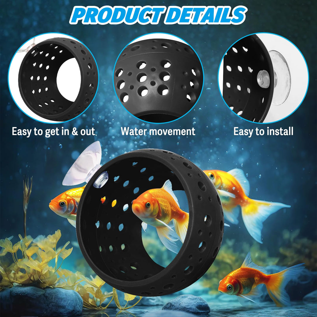 Fhiny Betta Tunnel, Aquarium Fish Hideout with Suction Cup - Shrimp Cave Aquarium Decor for Small Fish, Shrimp, Guppy Hiding &amp; Resting (Black)