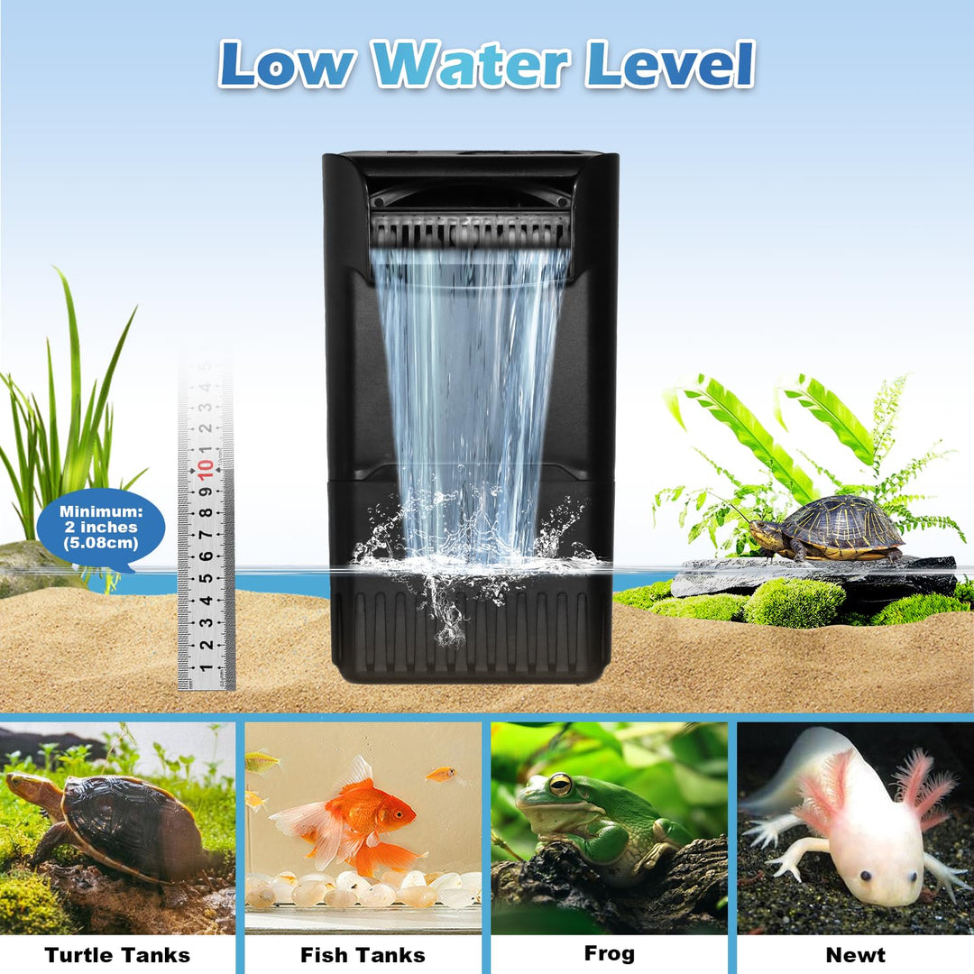 222GPH 10W Turtle Tank Filter Aquarium Filter Power Adjustable 10-40 Gal