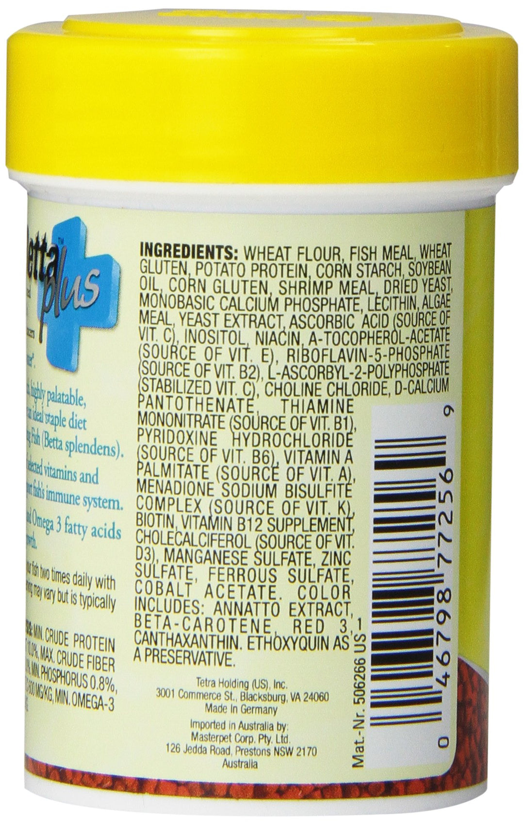 Tetra TetraBetta Plus Floating Mini Pellets, Fish Food with Natural Color Enhancer, 1.2 Ounces (Pack of 2)