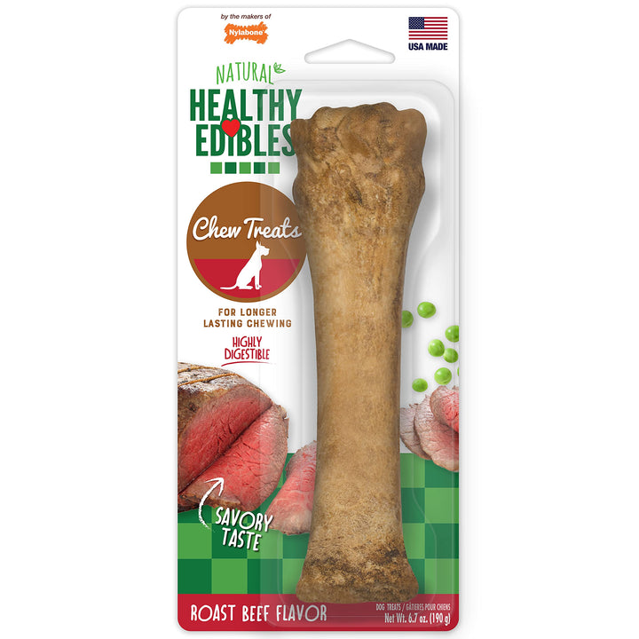 Nylabone Healthy Edibles Natural Dog Chews, Roast Beef Flavor, XL, 1 Ct