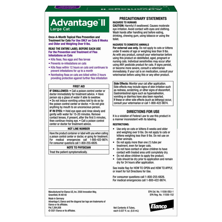 Advantage II Large Cat Topical Flea Treatment &amp; Prevention, 6ct