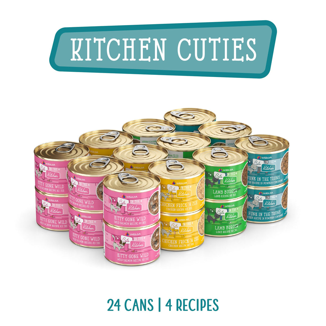 Weruva Cats in the Kitchen, Kitchen Cuties Variety Pack, Wet Cat Food, 6oz Cans (Pack of 24)