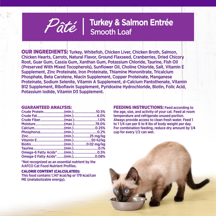 Wellness Complete Health Pate Adult Wet Cat Food, Natural, Protein-Rich, Grain Free, 5.5 Ounce, 12 Pack, (Turkey &amp; Salmon)