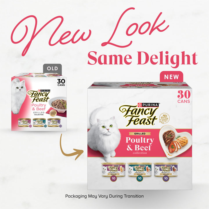 Purina Fancy Feast Grilled Wet Cat Food, Poultry &amp; Beef, 3 oz cans, 30-Pack