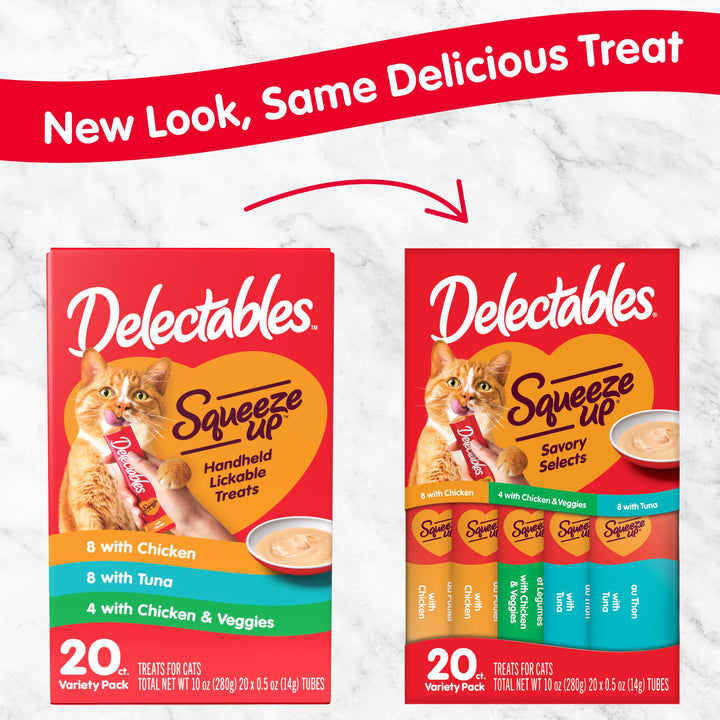Delectables Squeeze Up Lickable Cat Treat Tube Variety Pack, 20 CT