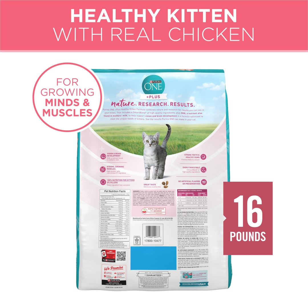 Purina ONE High Protein Natural Kitten Dry Cat Food, 16 lb Bag