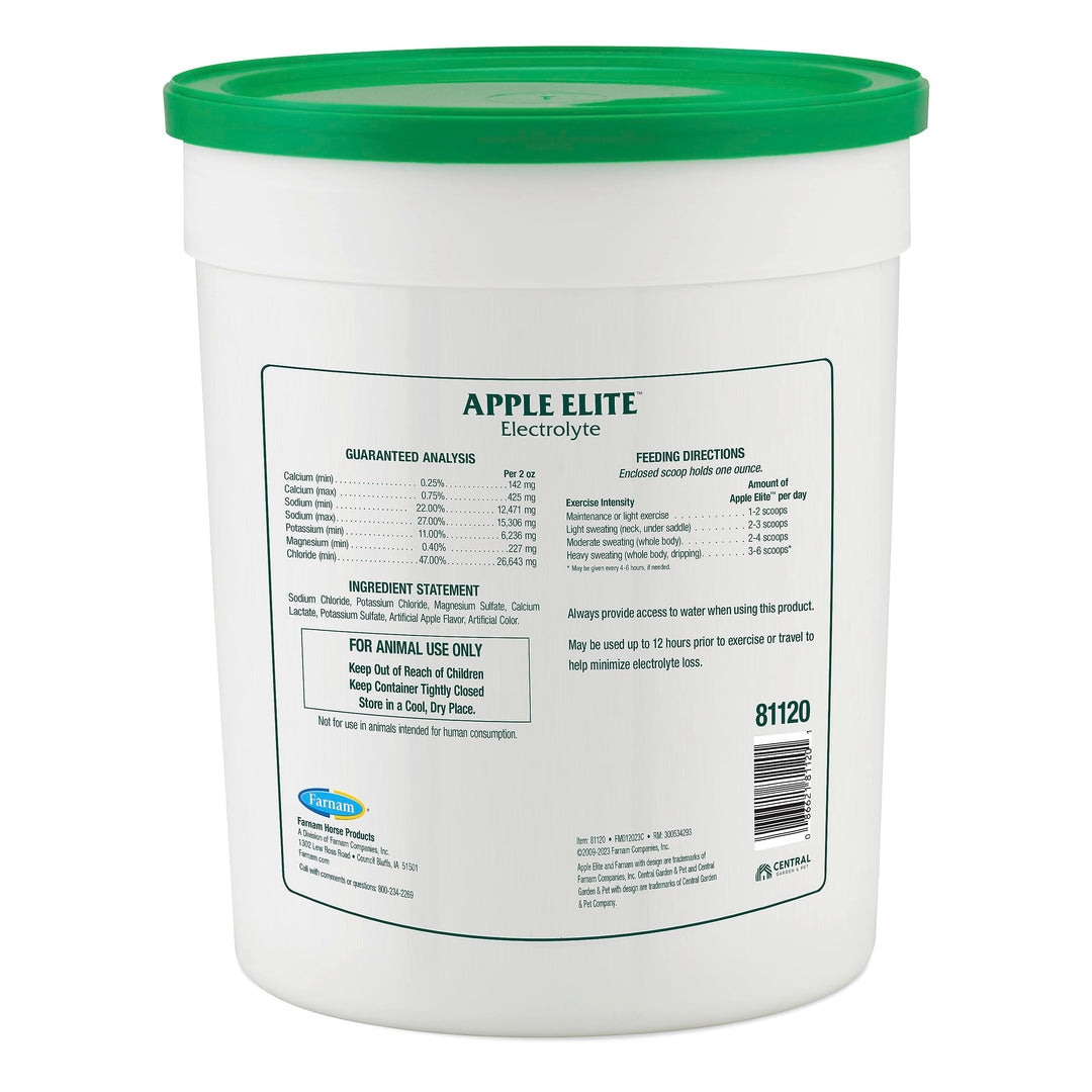 Farnam Apple Elite Horse Electrolyte Powder, Replaces Minerals Lost in Sweat During Exercise, Extreme Weather &amp; Stressful Conditions, 5 lb., 40 Day Supply (Pack of 2)