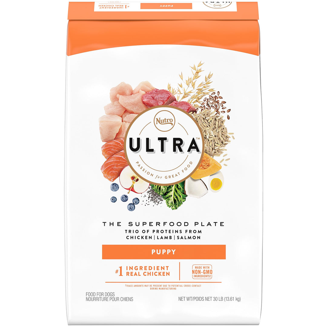 Nutro Ultra High Protein Natural Dry Dog Puppy Food with a Trio of Proteins from Chicken Lamb and Salmon, 30 lb. Bag