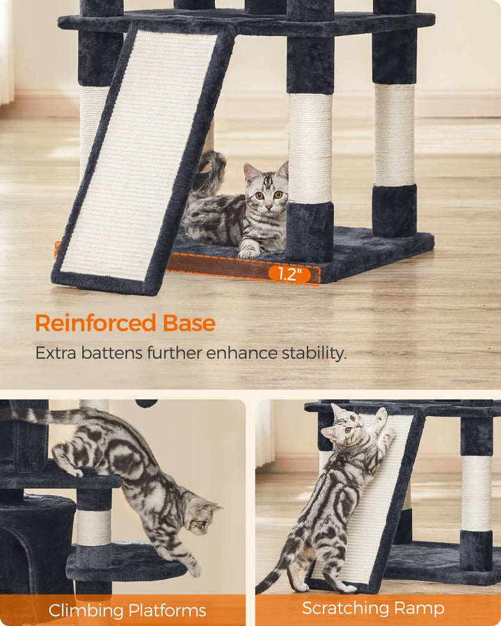 Feandrea 67.7-Inch Multi-Level Cat Tree for Large Cats, with Cozy Perches