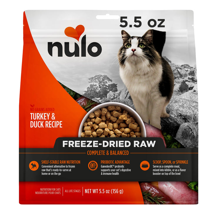 Nulo Freeze-Dried Cat Food, Topper or Treat, Turkey &amp; Duck Recipe, 5.5 oz