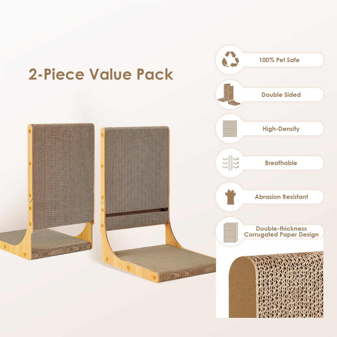 EHEYCIGA 2-Pack Cat Scratcher, 25.6 Vertical Indoor Cardboard Scratch Pad